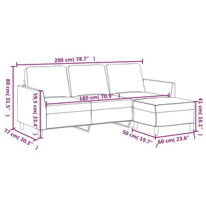 3-sitssoffa med fotpall vinröd 180 cm konstläder