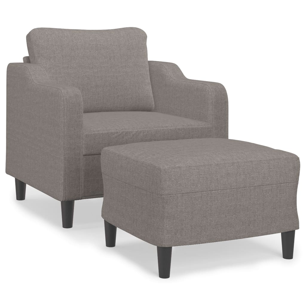 Fåtölj med fotpall Taupe 60 cm tyg