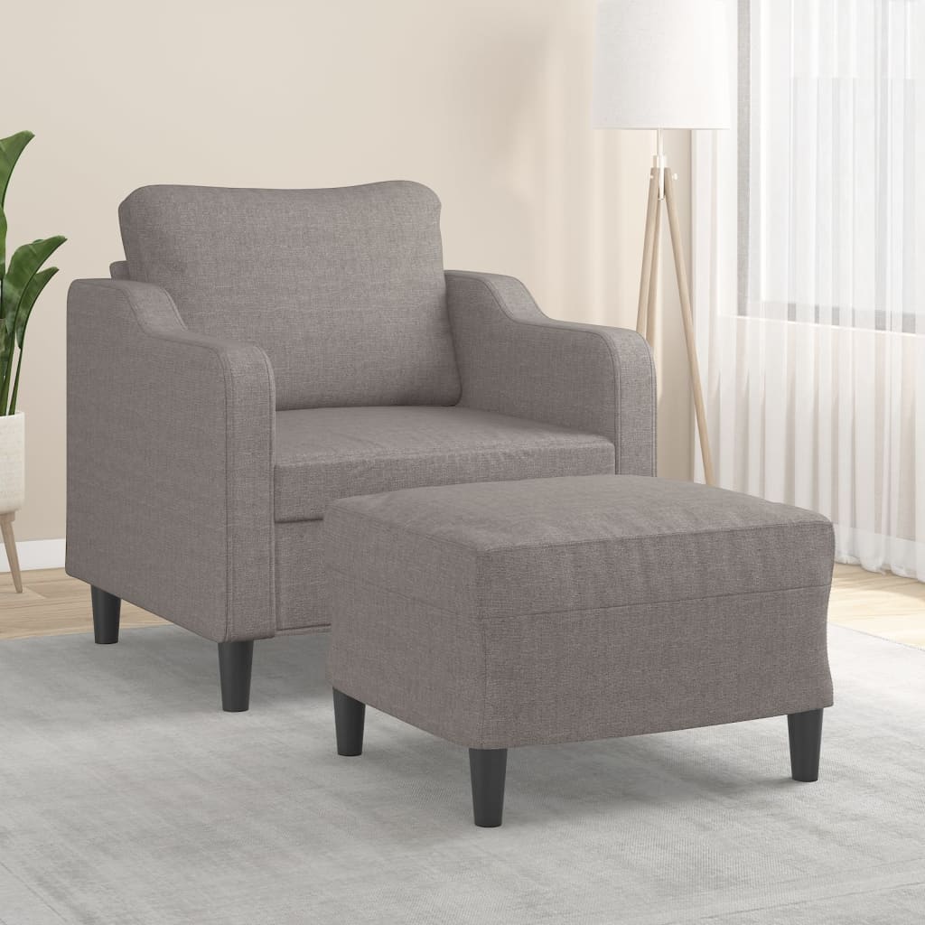 Fåtölj med fotpall Taupe 60 cm tyg