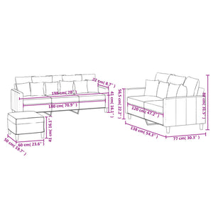 Soffgrupp med dynor 3 delar gul sammet