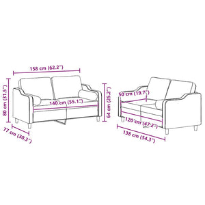 Soffgrupp med kuddar 2 delar ljusgul tyg