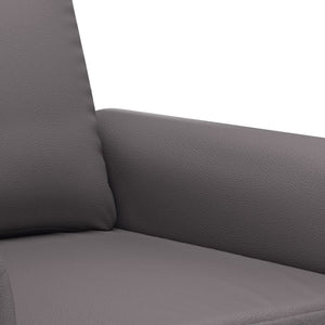 Soffgrupp med kuddar 2 delar grå konstläder