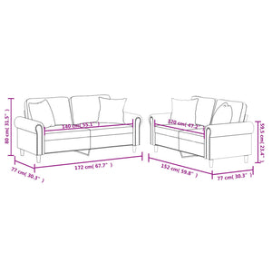 Soffgrupp med kuddar 2 delar grå konstläder