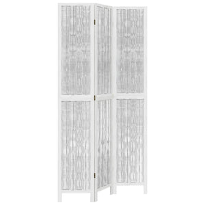 Rumsavdelare 3 paneler vit massivt kejsarträ