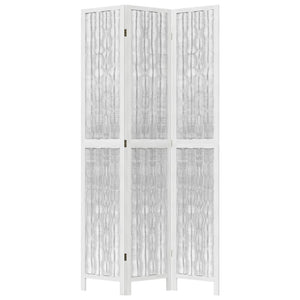 Rumsavdelare 3 paneler vit massivt kejsarträ