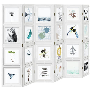 Rumsavdelare 6 paneler vit massivt kejsarträ