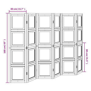 Rumsavdelare 6 paneler vit massivt kejsarträ