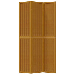 Rumsavdelare 3 paneler brun massivt kejsarträ