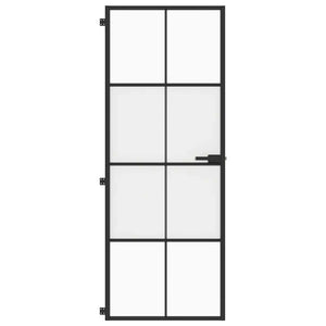 Innerdörr svart 76x201,5 cm härdat glas och aluminium slim