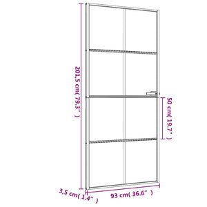 Innerdörr svart 93x201,5 cm härdat glas och aluminium slim