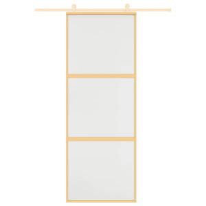 Skjutdörr guld 76x205 cm frostat ESG-glas och aluminium