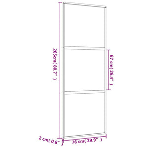 Skjutdörr guld 76x205 cm frostat ESG-glas och aluminium