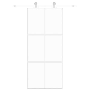 Skjutdörr vit 90x205 cm härdat glas och aluminium