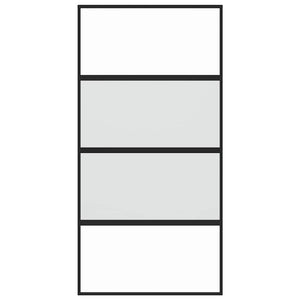 Skjutdörr svart 102,5x205 cm härdat glas och aluminium