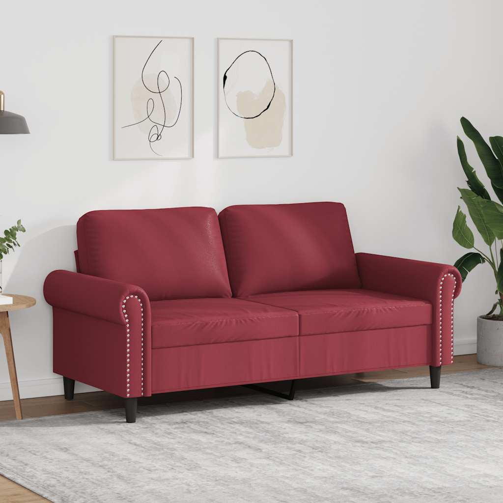 2-sitssoffa vinröd 140 cm fuskläder