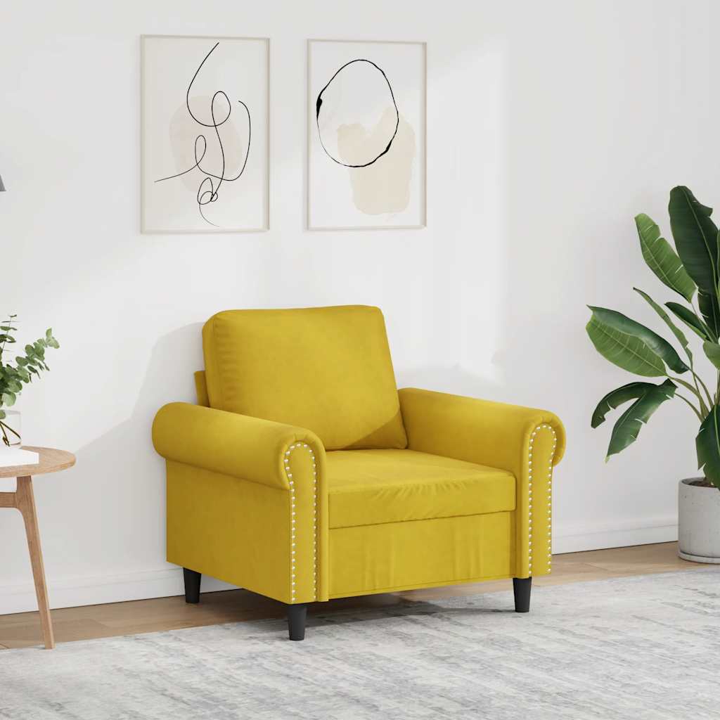 Fåtölj Gul 60 cm sammet