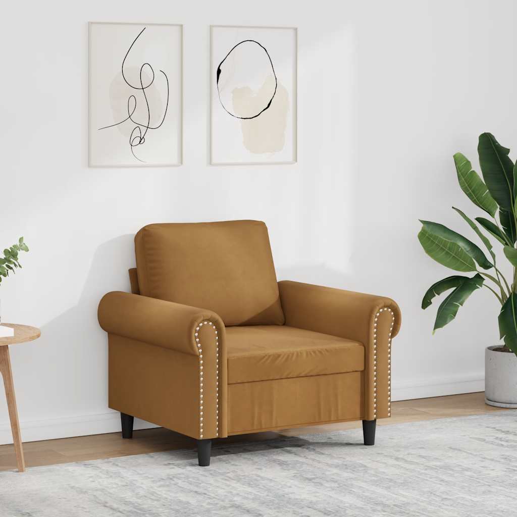 Fåtölj Brun 60 cm sammet
