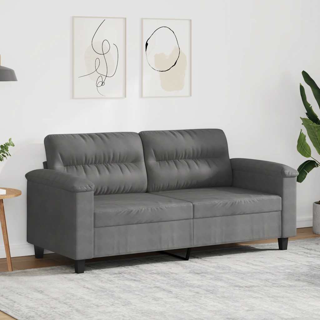 2-sitssoffa mörkgrå 140 cm mikrofibertyg