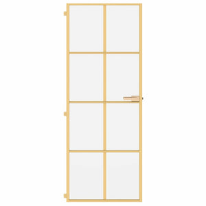 Innerdörr guld 76x201,5 cm härdat glas och aluminium slim