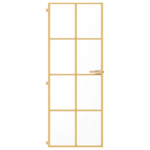 Innerdörr guld 76x201,5 cm härdat glas och aluminium slim