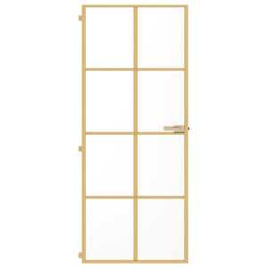 Innerdörr guld 83x201,5 cm härdat glas och aluminium slim