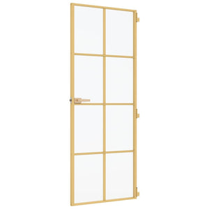 Innerdörr guld 83x201,5 cm härdat glas och aluminium slim