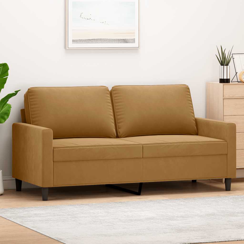 Soffa 2-sits brun 140 cm sammet