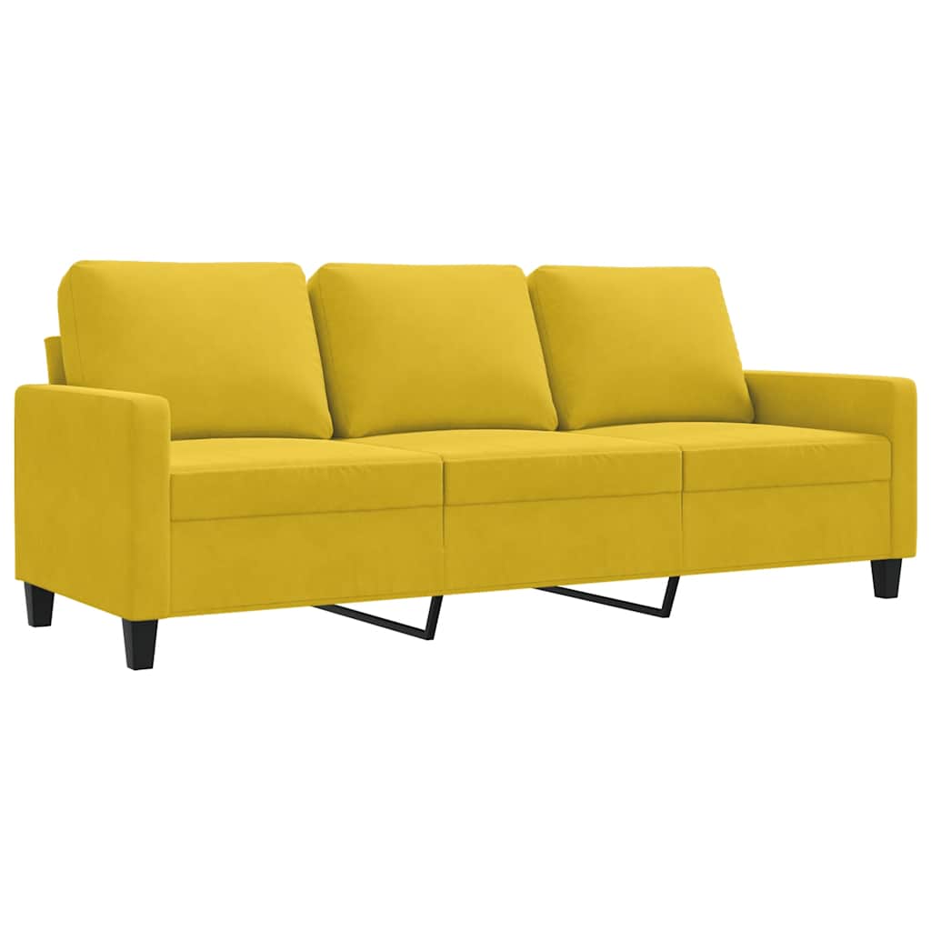 3-sitssoffa gul 180 cm sammet