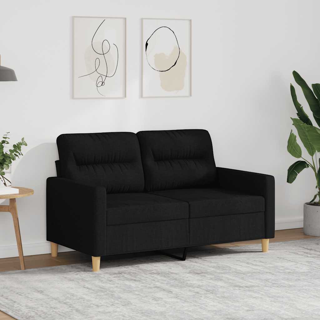 2-sitssoffa ljusgrå Svart 120 cm tyg