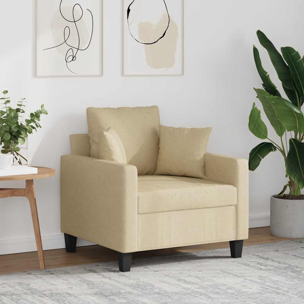 Fåtölj gräddvit 60 cm tyg