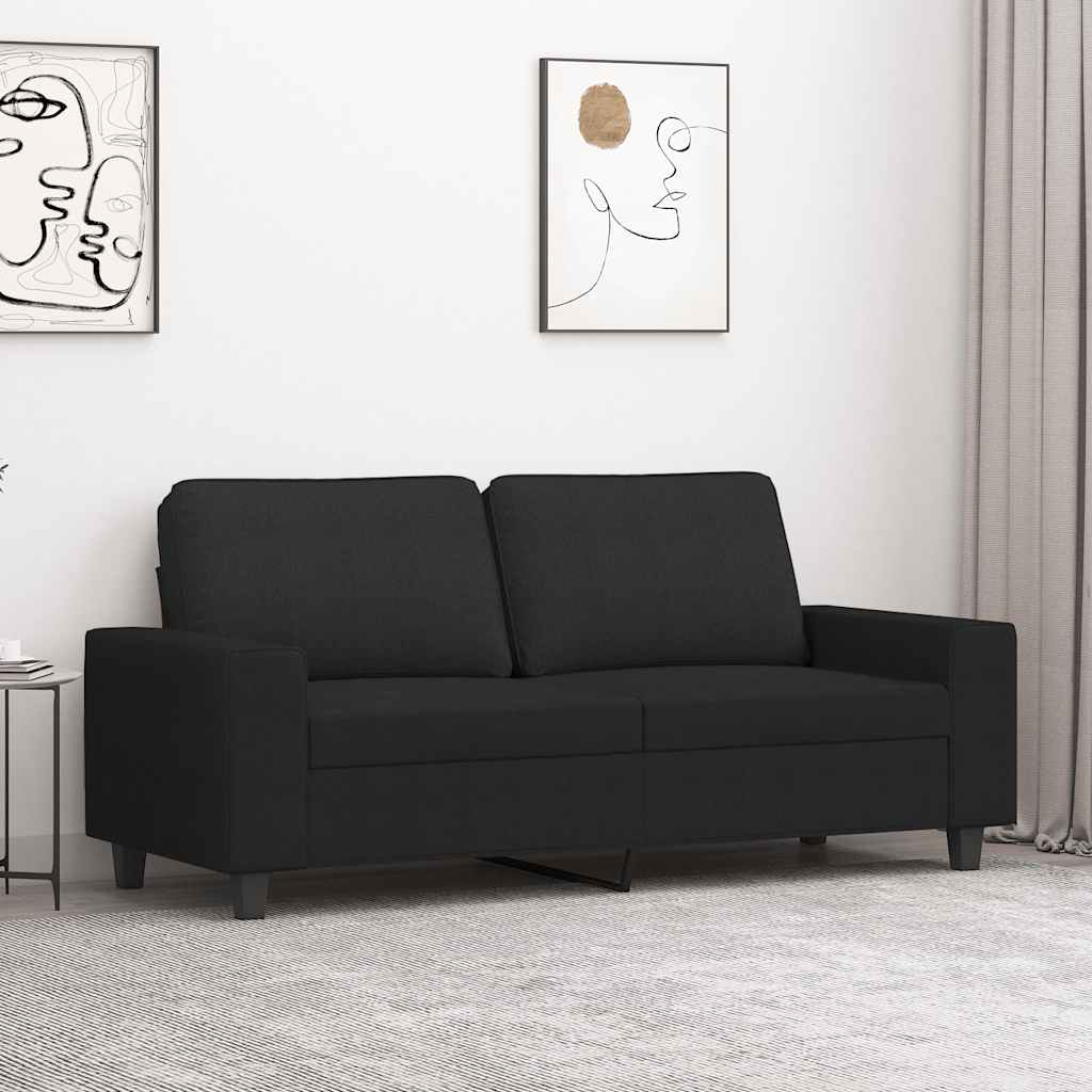 2-sitssoffa svart 140 cm tyg