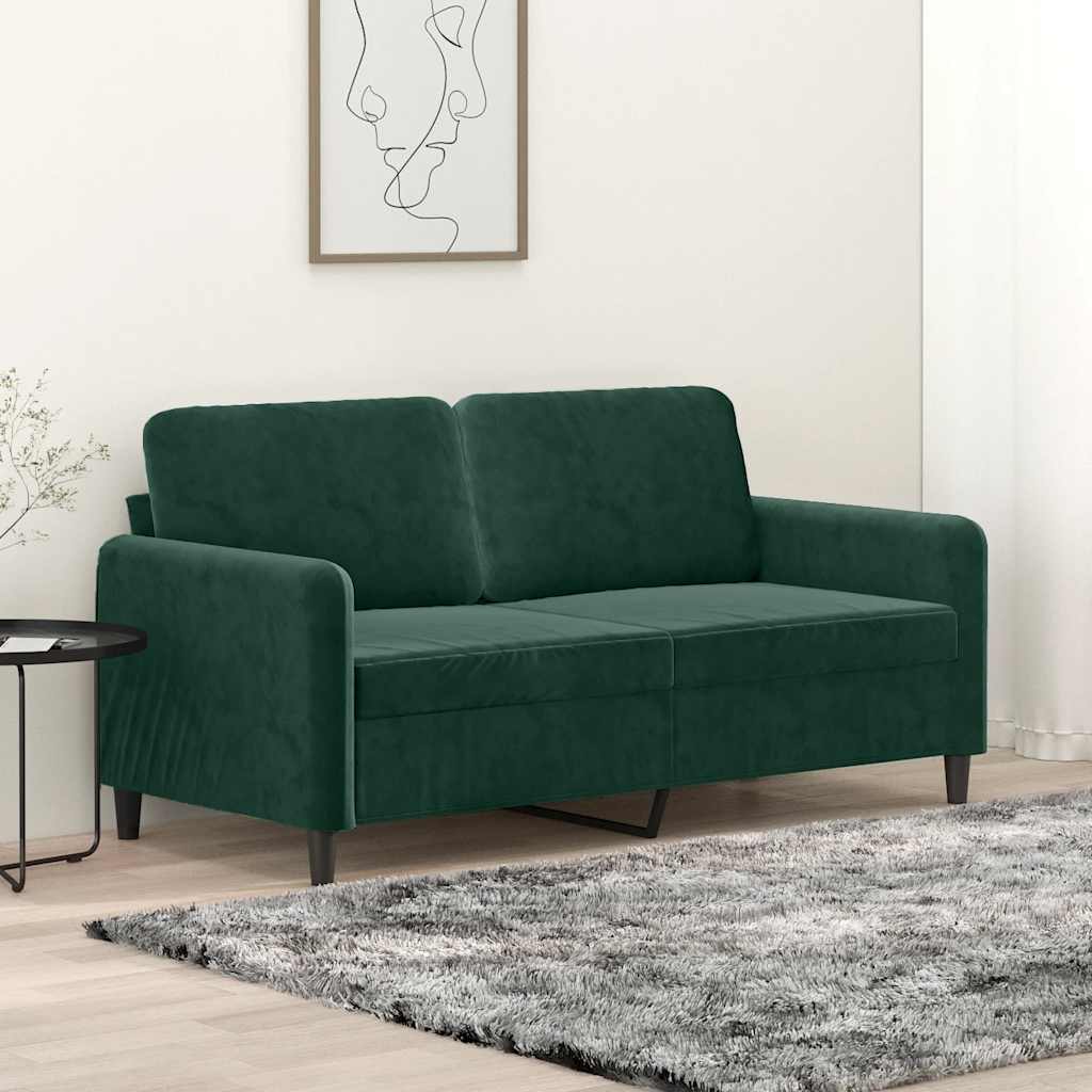 Soffa 2-sits mörkgrön 140 cm sammet