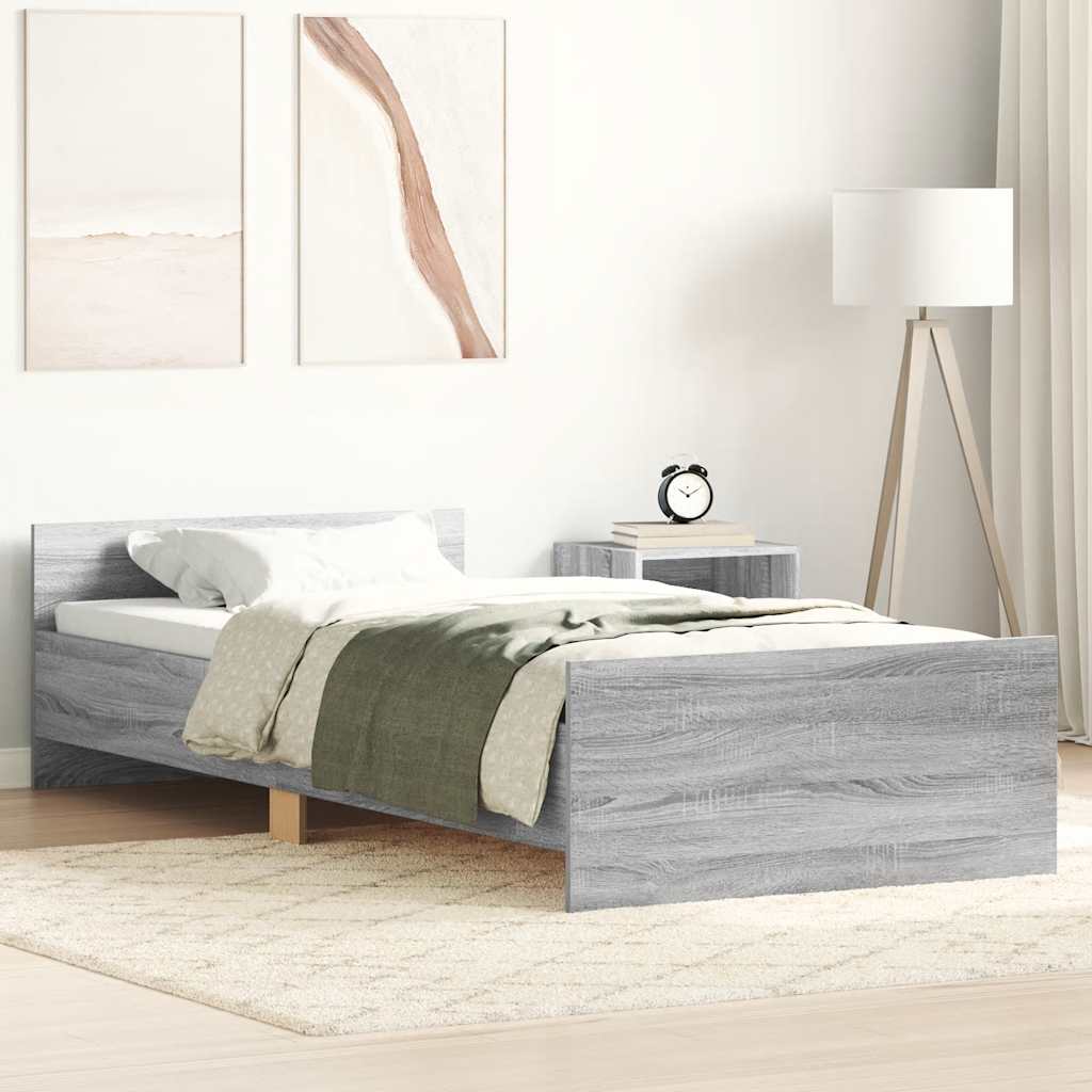 Sängram grå sonoma 100x200 cm konstruerad trä