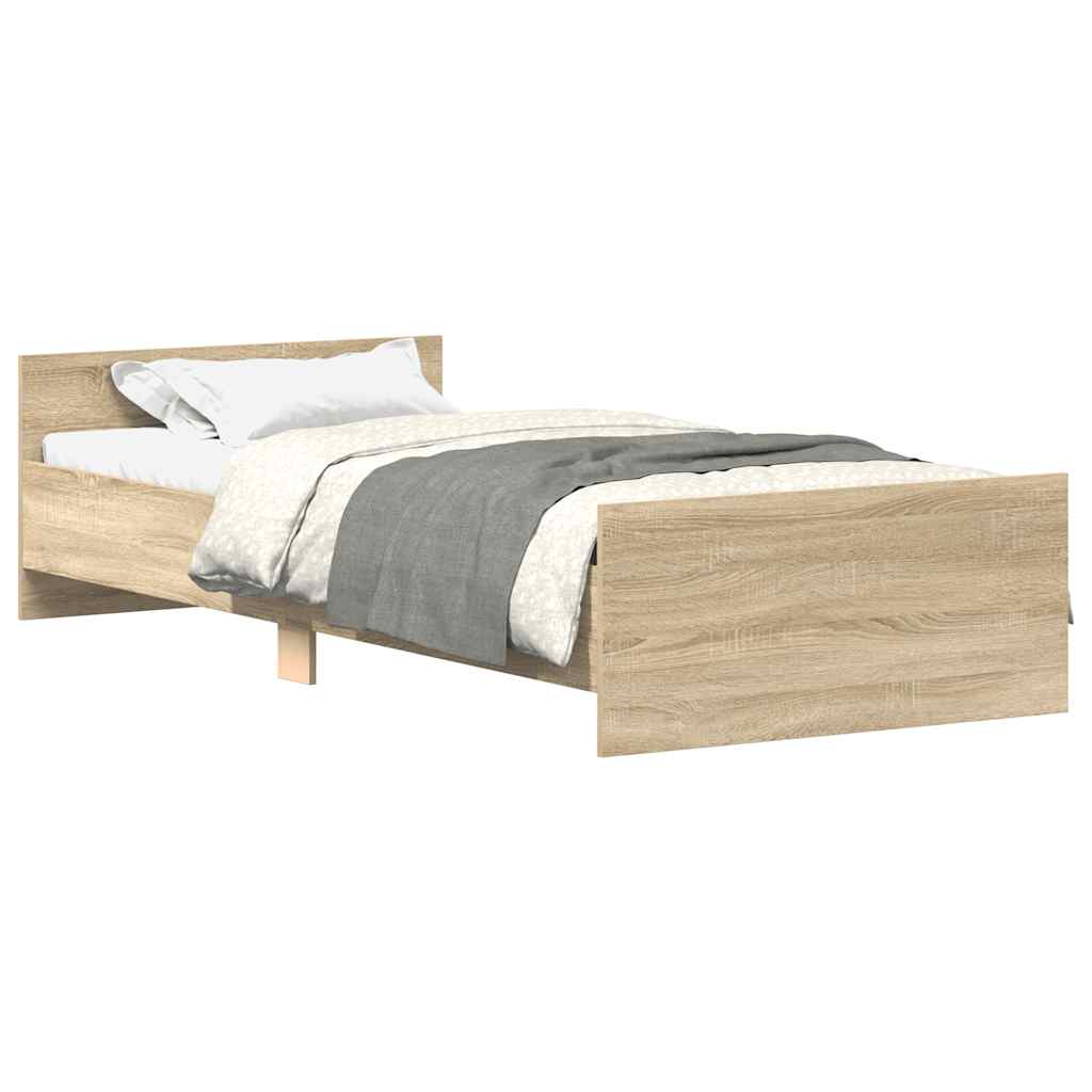 Sängram utan madrass sonoma-ek 90x190 cm konstruerad trä
