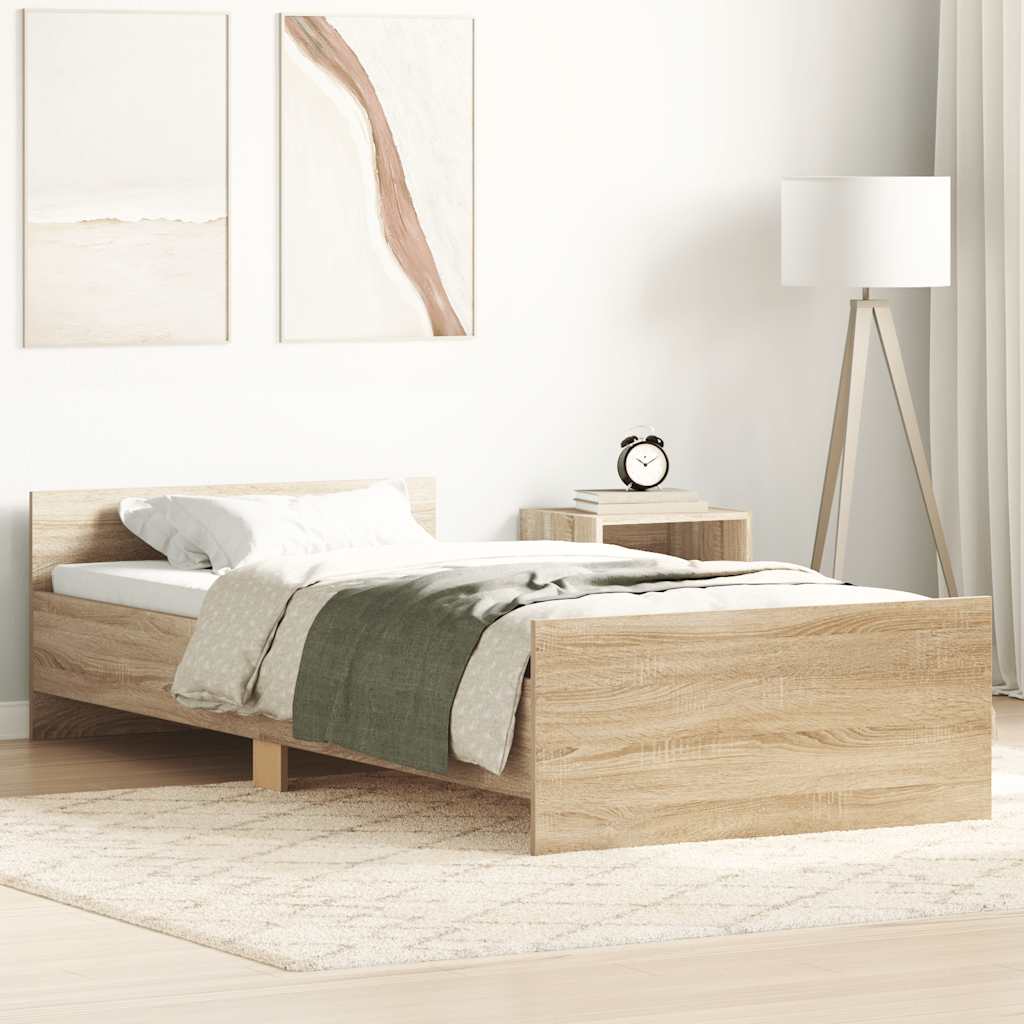 Sängram utan madrass sonoma-ek 90x190 cm konstruerad trä