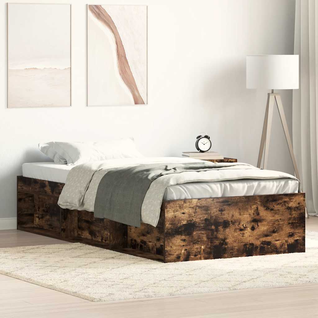 Sängram rökfärgad ek 90x200 cm