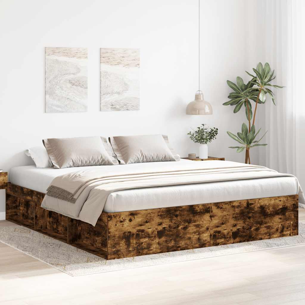 Sängram rökfärgad ek 200x200 cm