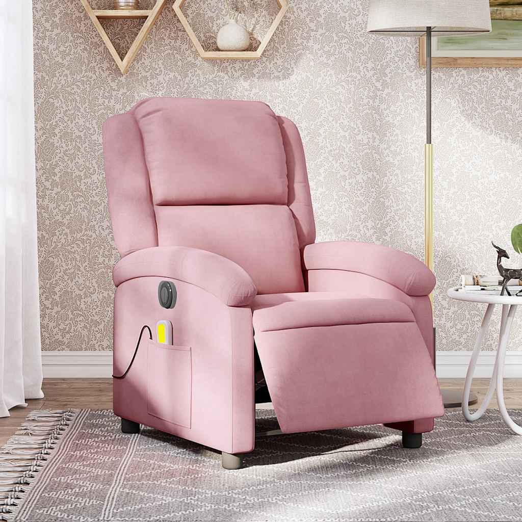 Elektrisk massagefåtölj rosa sammet