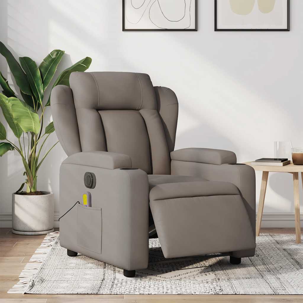 Elektrisk massagefåtölj taupe tyg