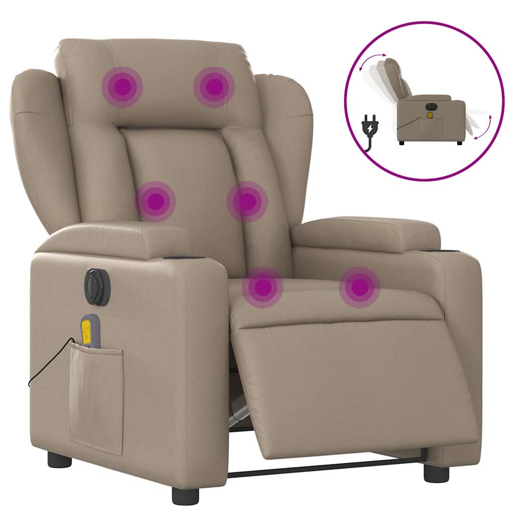 Elektrisk massagefåtölj cappuccino konstläder