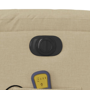 Elektrisk massagefåtölj med uppresningshjälp gräddvit tyg