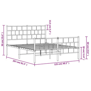 Sängram med huvudgavel och fotgavel svart metall 120x200 cm