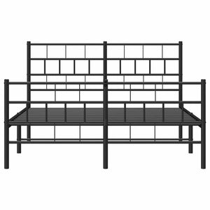 Sängram med huvudgavel och fotgavel svart metall 135x190 cm