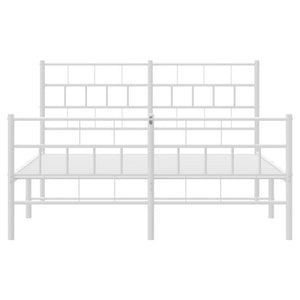 Sängram med huvudgavel och fotgavel vit metall 160x200 cm