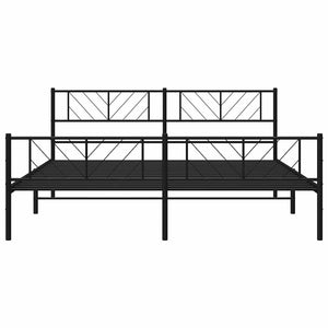 Sängram med huvudgavel och fotgavel svart metall 193x203 cm