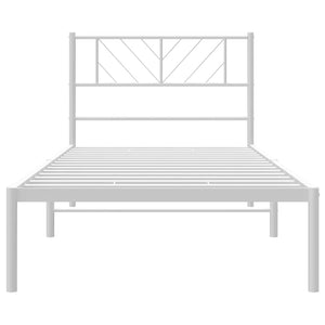 Sängram med huvudgavel metall vit 100x190 cm