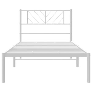 Sängram med huvudgavel metall vit 100x200 cm