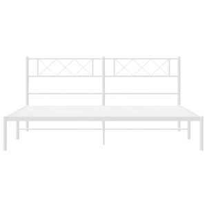 Sängram med huvudgavel metall vit 193x203 cm