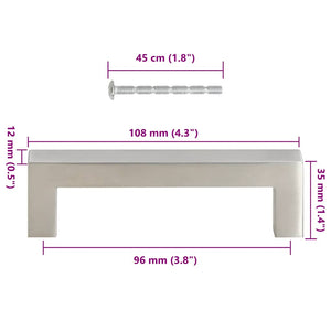 Skåphandtag 10 st silver 96 mm rostfritt stål