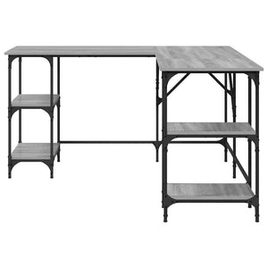 Skrivbord grå sonoma 139x139x75 cm konstruerat trä